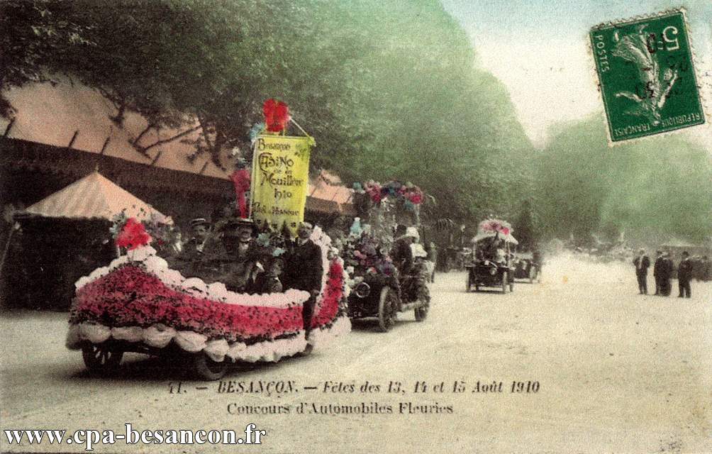 41. - BESANÇON - Fêtes des 13, 14 et 15 Août 1910 - Concours d'Automobiles Fleuries